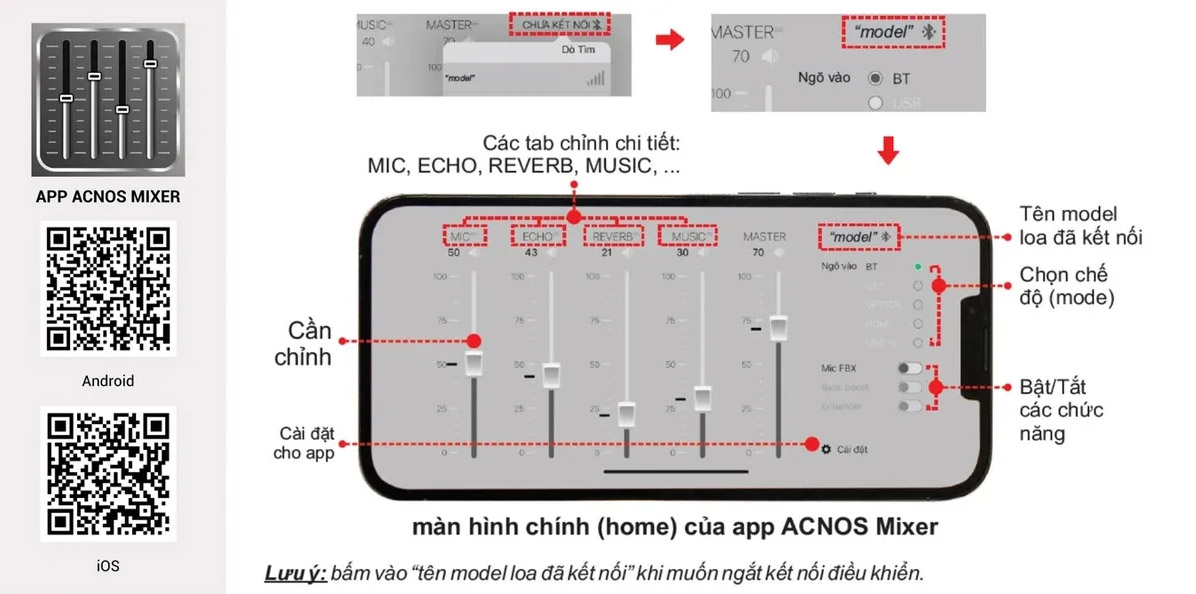 acnos mixer điều chỉnh trên app qdangvn