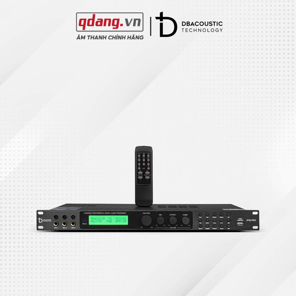 DBacoustic D700 Pro – Vang số Karaoke cao cấp với DSP 64-Bit chuyên nghiệp DBacoustic D700 Pro là mẫu vang số karaoke cao cấp được thiết kế dành cho các hệ thống âm thanh hiện đại