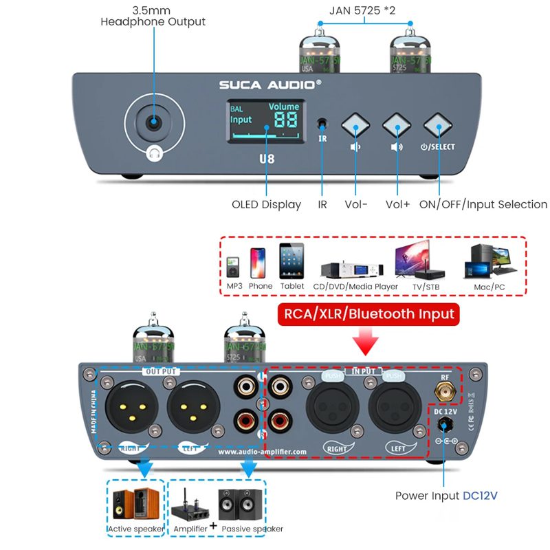 Suca Audio U8 Bộ tiền khuếch đại | Pre đèn Suca Audio U8 Bộ tiền khuếch đại | Pre đèn - Ảnh 3