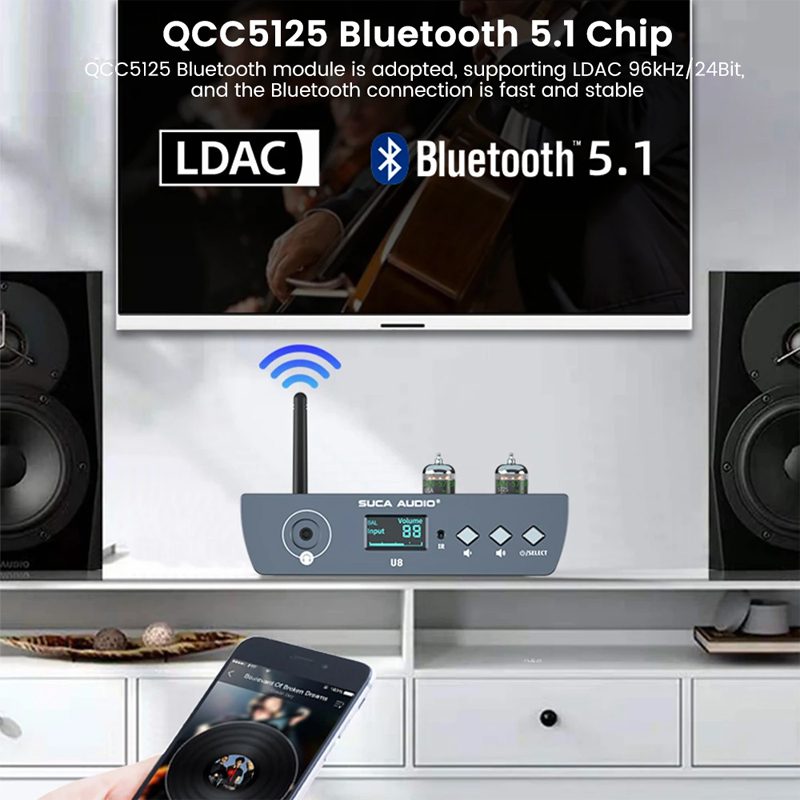Suca Audio U8 Bộ tiền khuếch đại | Pre đèn Suca audio u8 hỗ trợ bluetooth 5.1 có LDAC