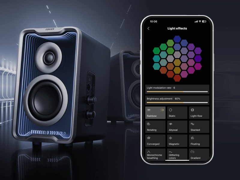 Edifier QR30 nhìn góc nghiêng tweeter dome lụa 0.75 inch bass long-throw 2.75 inch