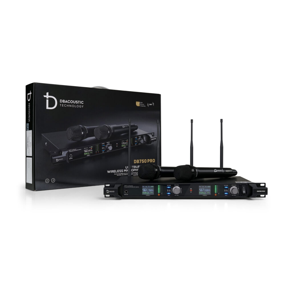 Micro không dây DBacoustic DB750 PRO chính hãng, thu xa 200m Micro không dây DB750 PRO cho dàn karaoke cao cấp