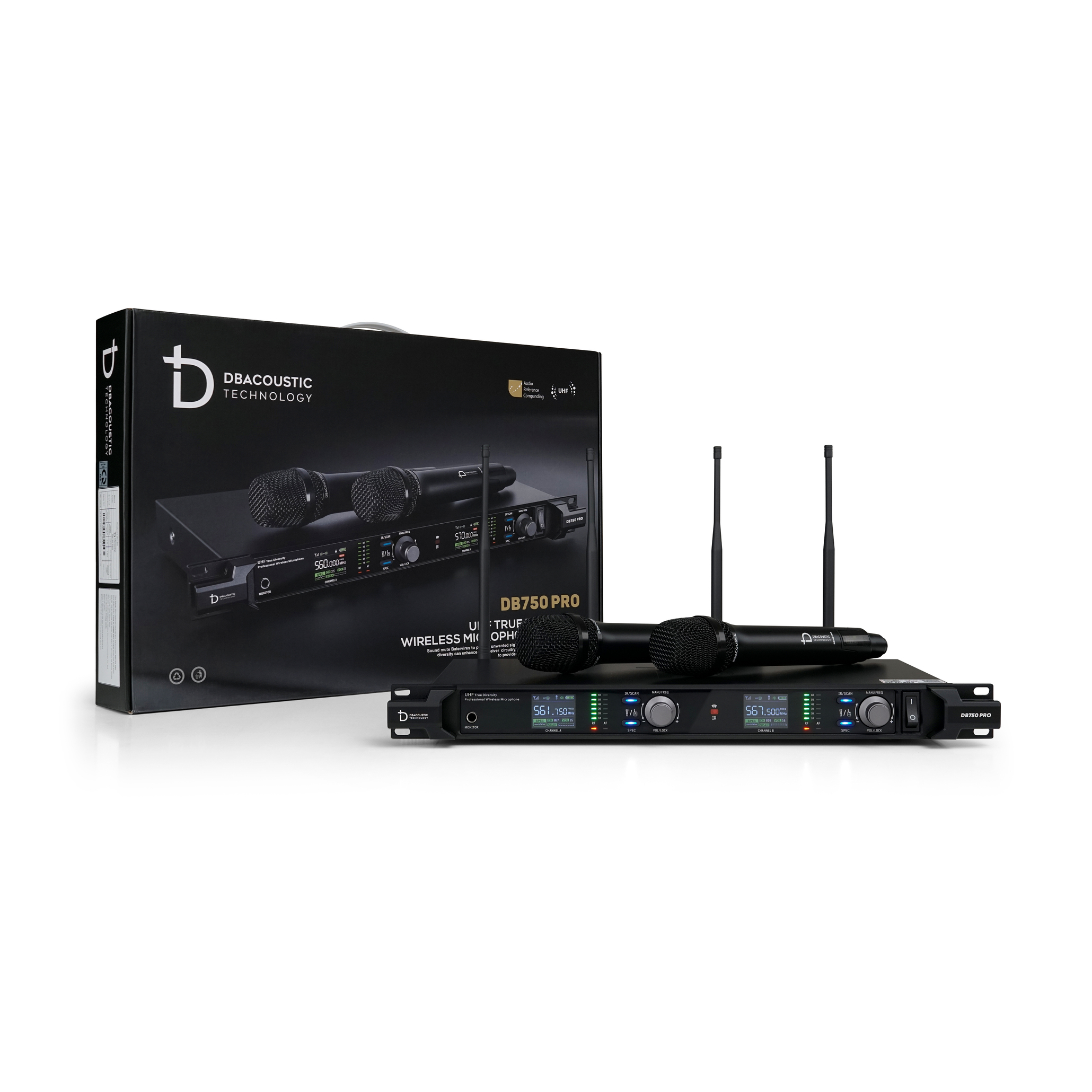 Micro không dây DBacoustic DB750 PRO chính hãng, thu xa 200m Micro không dây DB750 PRO cho dàn karaoke cao cấp